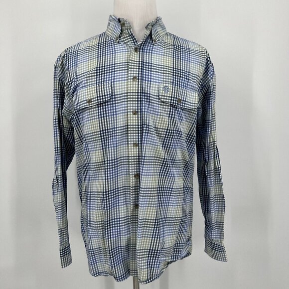 George Strait Wrangler Plaid Button-Down Shirt Mens L/G Cowboy Cut 100% Cotton B - Picture 2 of 10